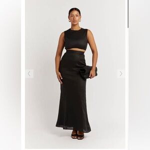 DISSH Black Linen Maxi Skirt